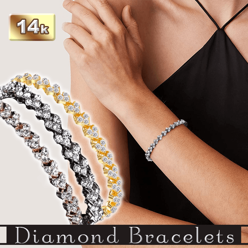 14K Gold Heart Diamond Bracelets